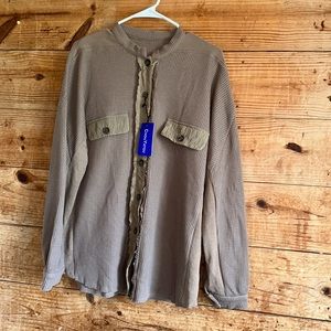 NWOT CHOU YATOU Button Down Waffle Knit Shacket